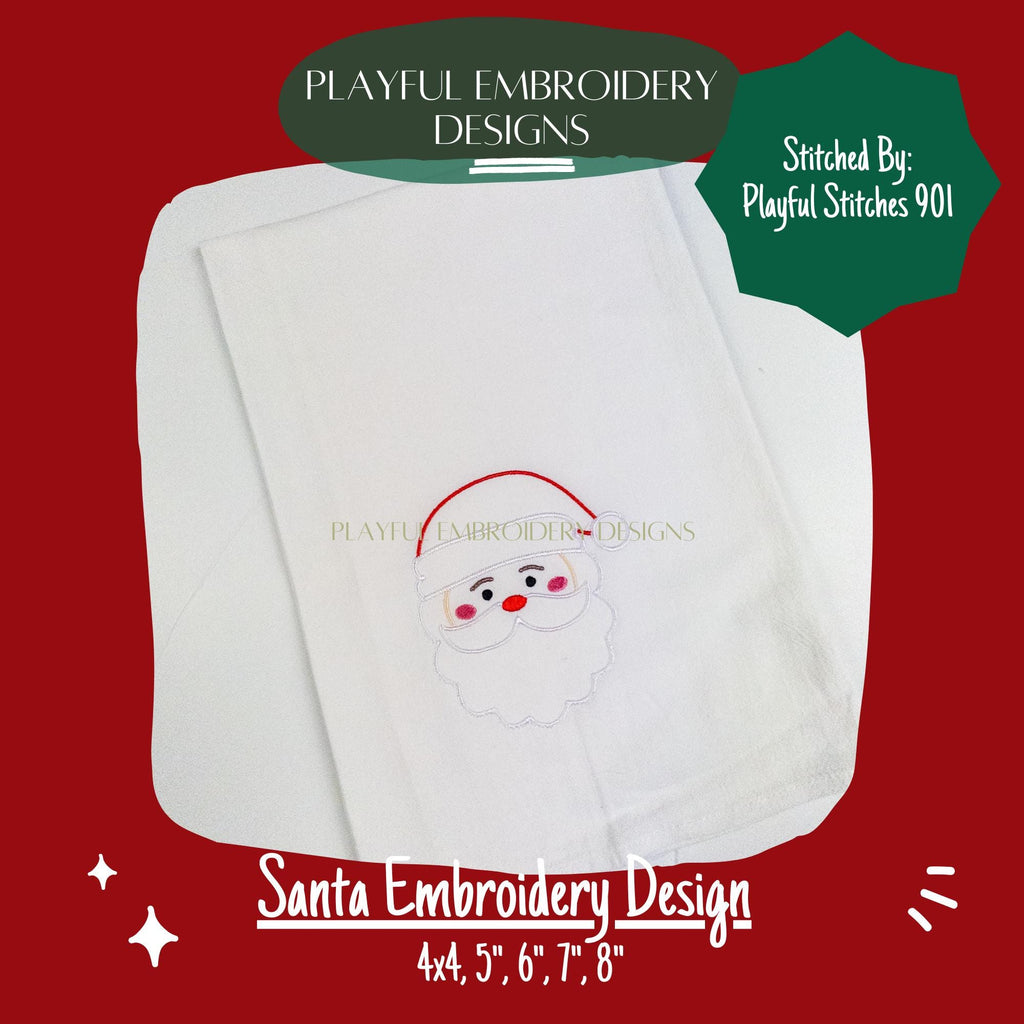 Santa Machine Embroidery Design, Santa Face Outline Embroidery Design, Christmas Embroidery Design, Santa Clause Design
