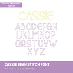 Cassie Bean Stitch Outline Font Design, Bean Stitch Machine Embroidery Font, 1", 1.5", 2", 2.5", 3" font size, BX Monogram Font, Boy Font