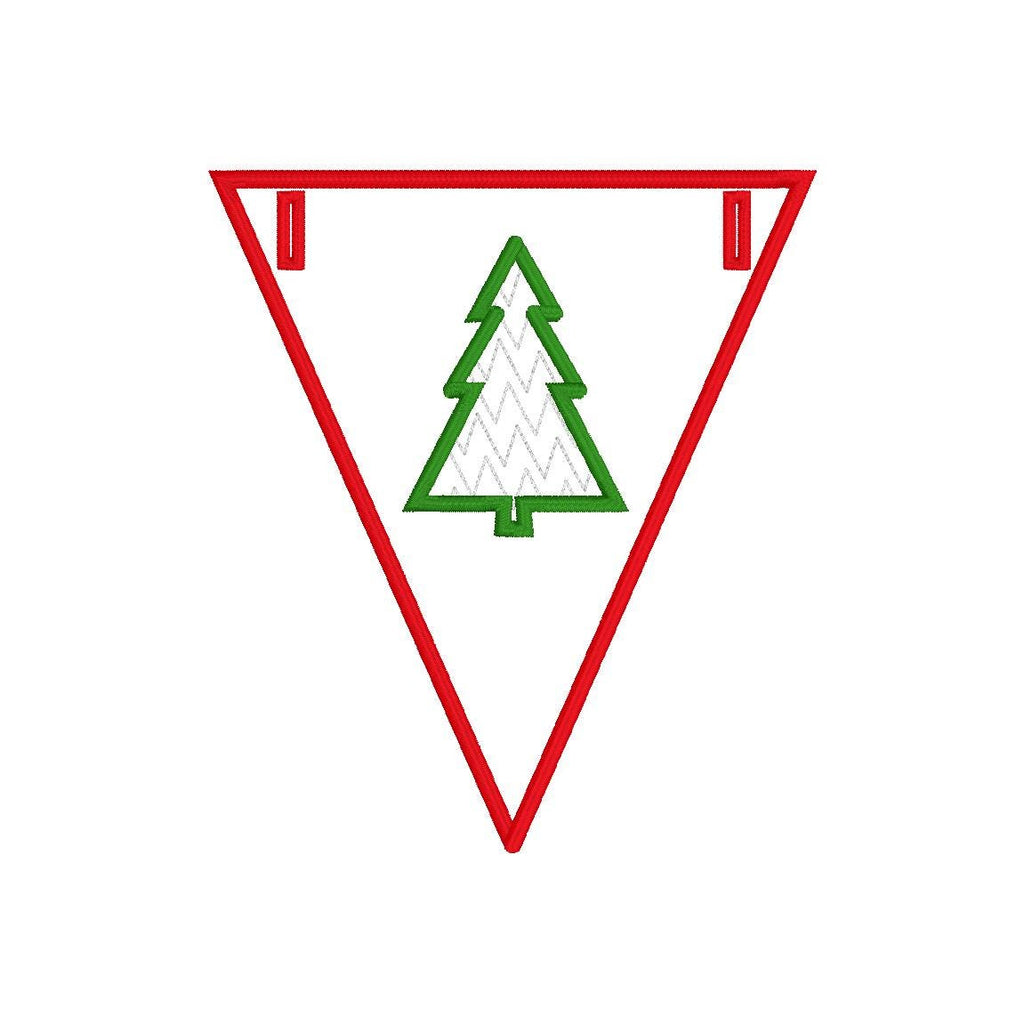 In The Hoop Christmas Bunting Machine Embroidery Design, Christmas ITH Banner Package, 4x4, 5x7, 6x10, 8x8, Satin Stitch Banner In The Hoop