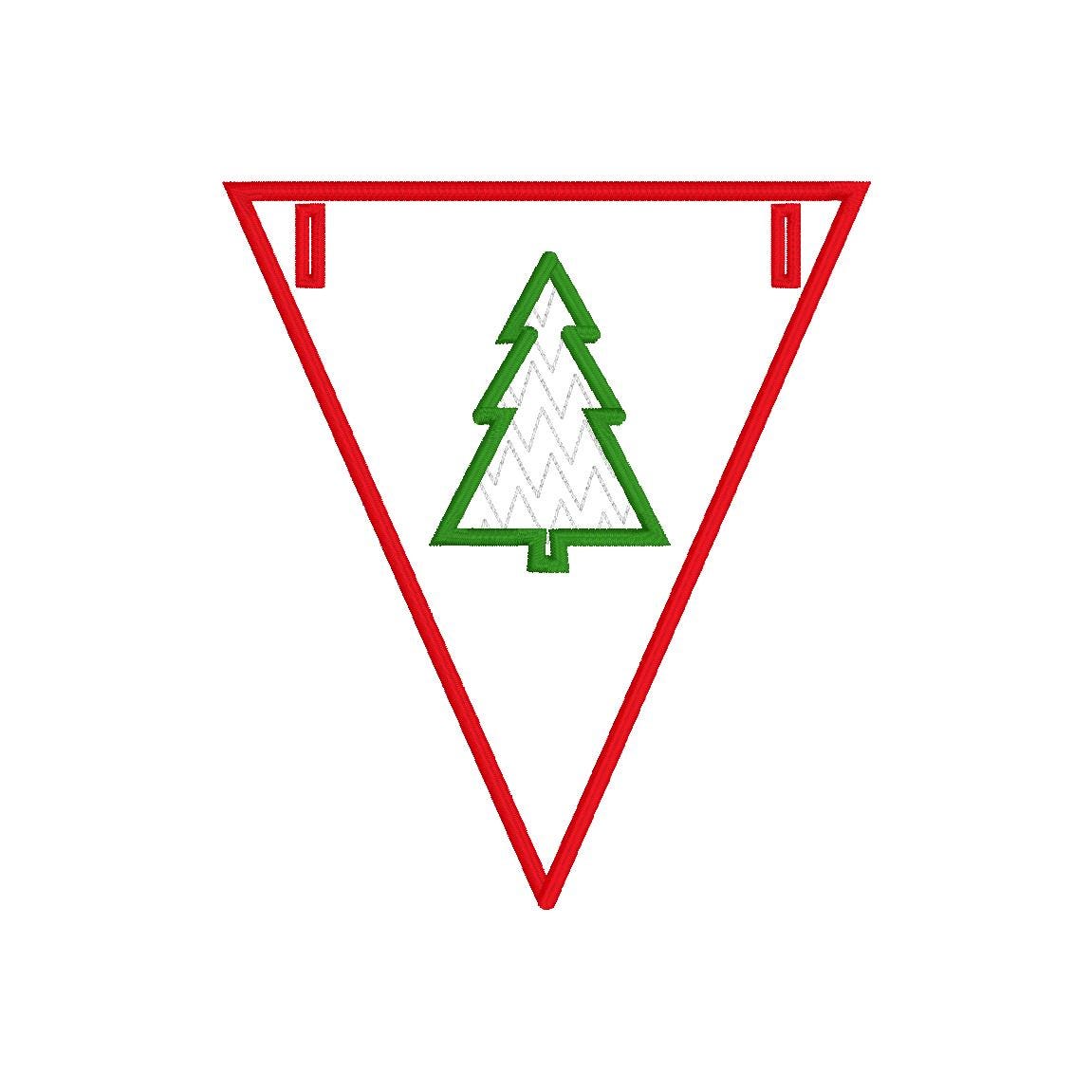 In The Hoop Christmas Bunting Machine Embroidery Design, Christmas ITH Banner Package, 4x4, 5x7, 6x10, 8x8, Satin Stitch Banner In The Hoop