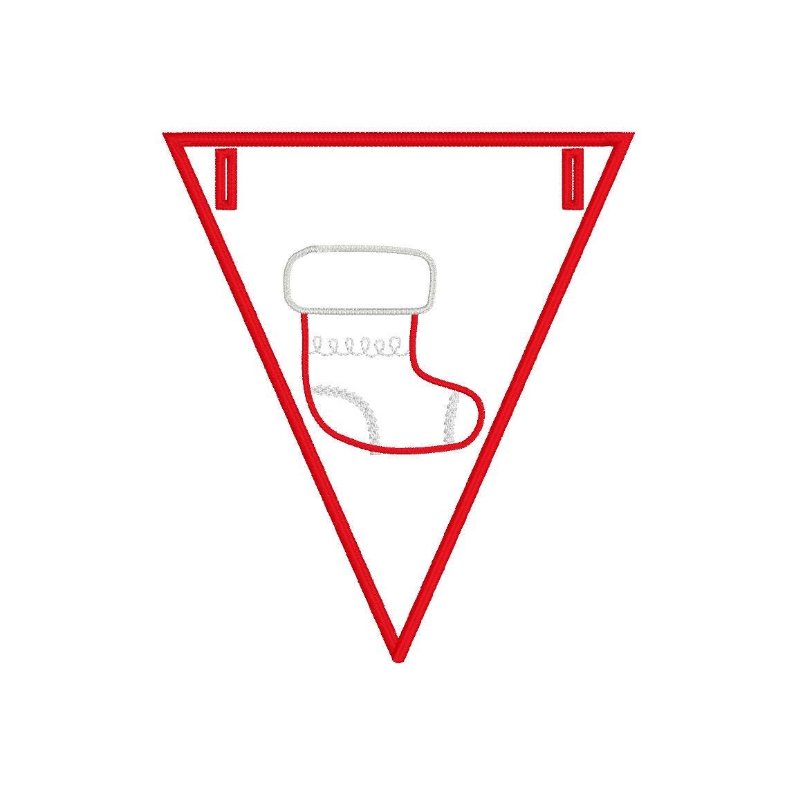 In The Hoop Christmas Bunting Machine Embroidery Design, Christmas ITH Banner Package, 4x4, 5x7, 6x10, 8x8, Satin Stitch Banner In The Hoop