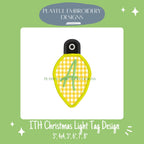In The Hoop Christmas Light Tag Machine Embroidery Design, Light Bulb Ornament, 4x4, 5x7, 6x10, 8x8