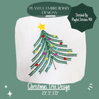 Christmas Tree Machine Embroidery Design, Stem Stitch Christmas Tree Embroidery Design, Merry Christmas Design, Digital download