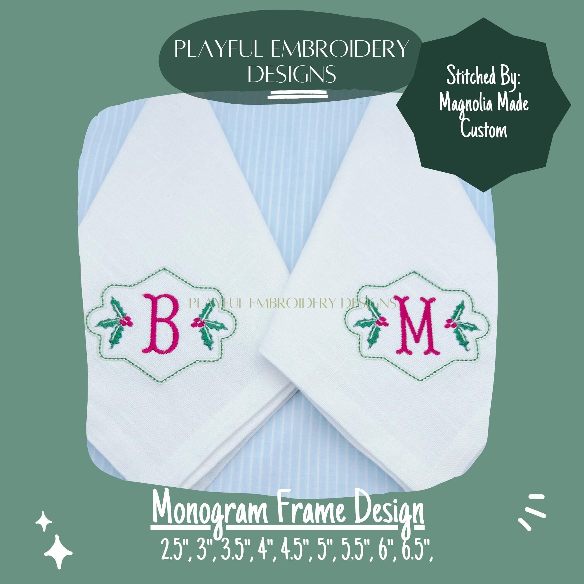 Satin Monogram Frame Machine Embroidery Design, 4x4, 5x7, 6x10, 8x8, Two Tone Monogram Frame Design, Name Frame Embroidery Design, Digital