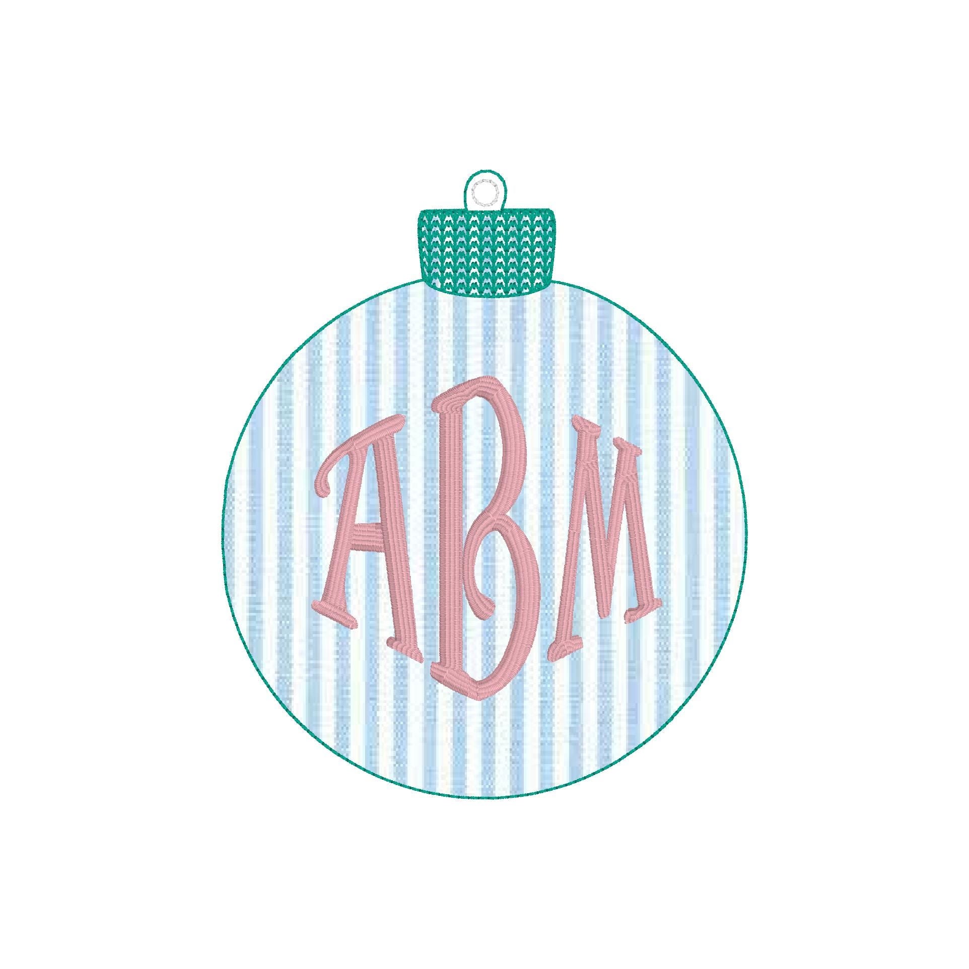 In The Hoop Ornament Machine Embroidery Design, Simple ITH Ornament Design, Bean Stitch Ornament, 2.5", 3", 3.5", 4x4 Ornament Design