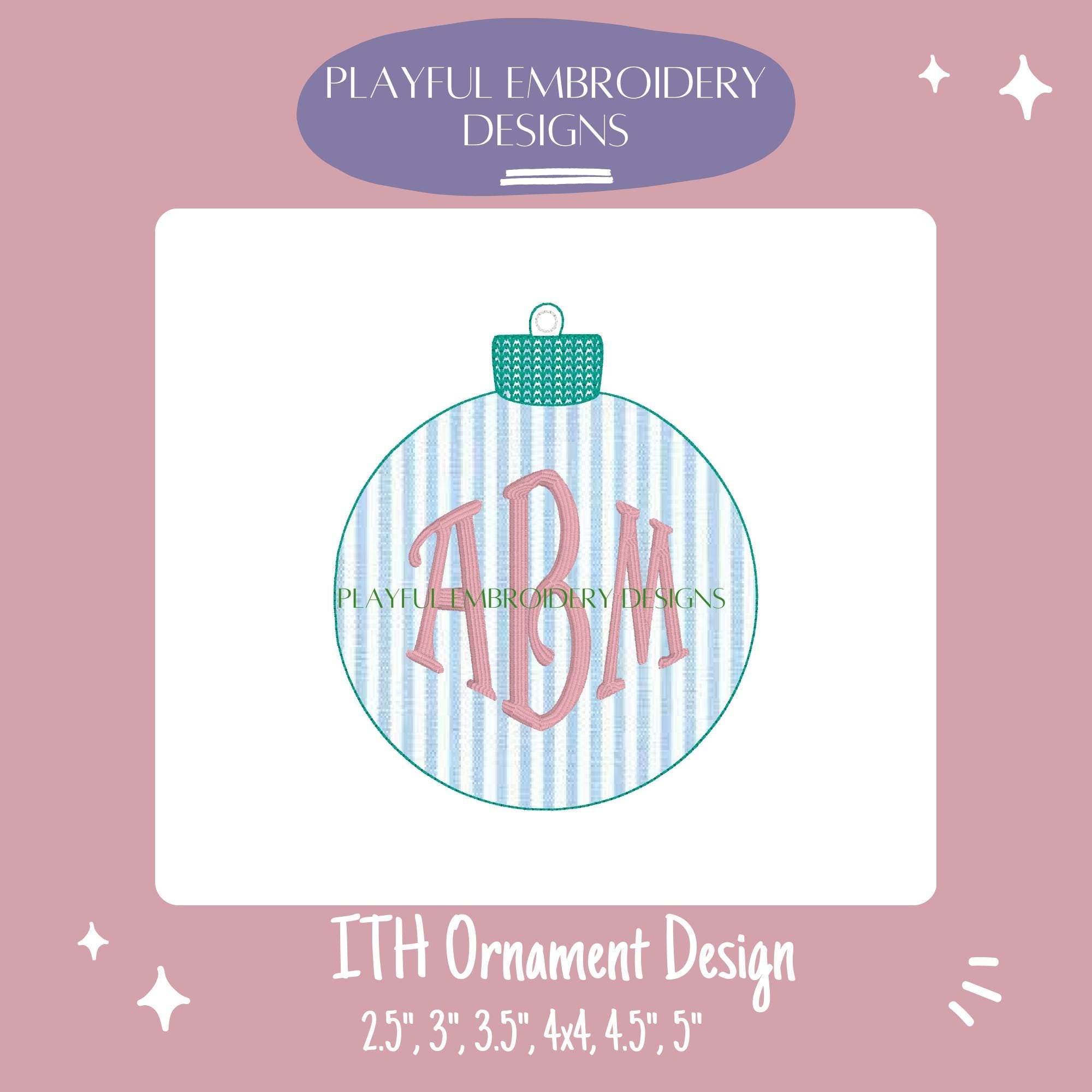 In The Hoop Ornament Machine Embroidery Design, Simple ITH Ornament Design, Bean Stitch Ornament, 2.5", 3", 3.5", 4x4 Ornament Design