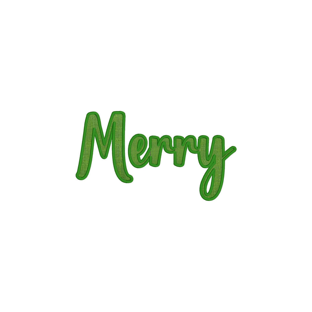 Merry Applique Machine Embroidery Design, Script Merry Applique Design, Christmas Sweatshirt Applique Design, One Color, Digital Download
