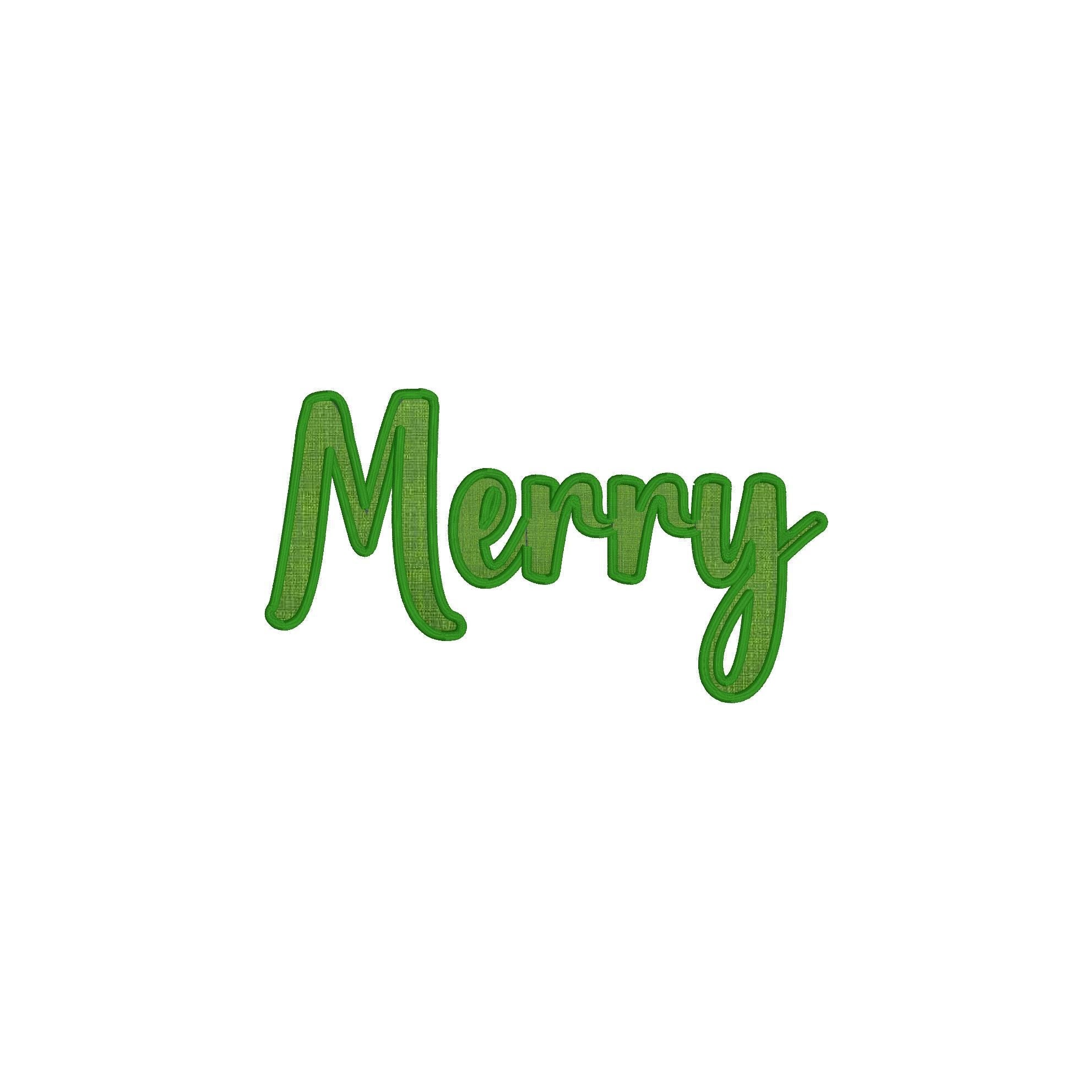 Merry Applique Machine Embroidery Design, Script Merry Applique Design, Christmas Sweatshirt Applique Design, One Color, Digital Download