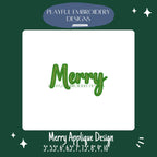 Merry Applique Machine Embroidery Design, Script Merry Applique Design, Christmas Sweatshirt Applique Design, One Color, Digital Download