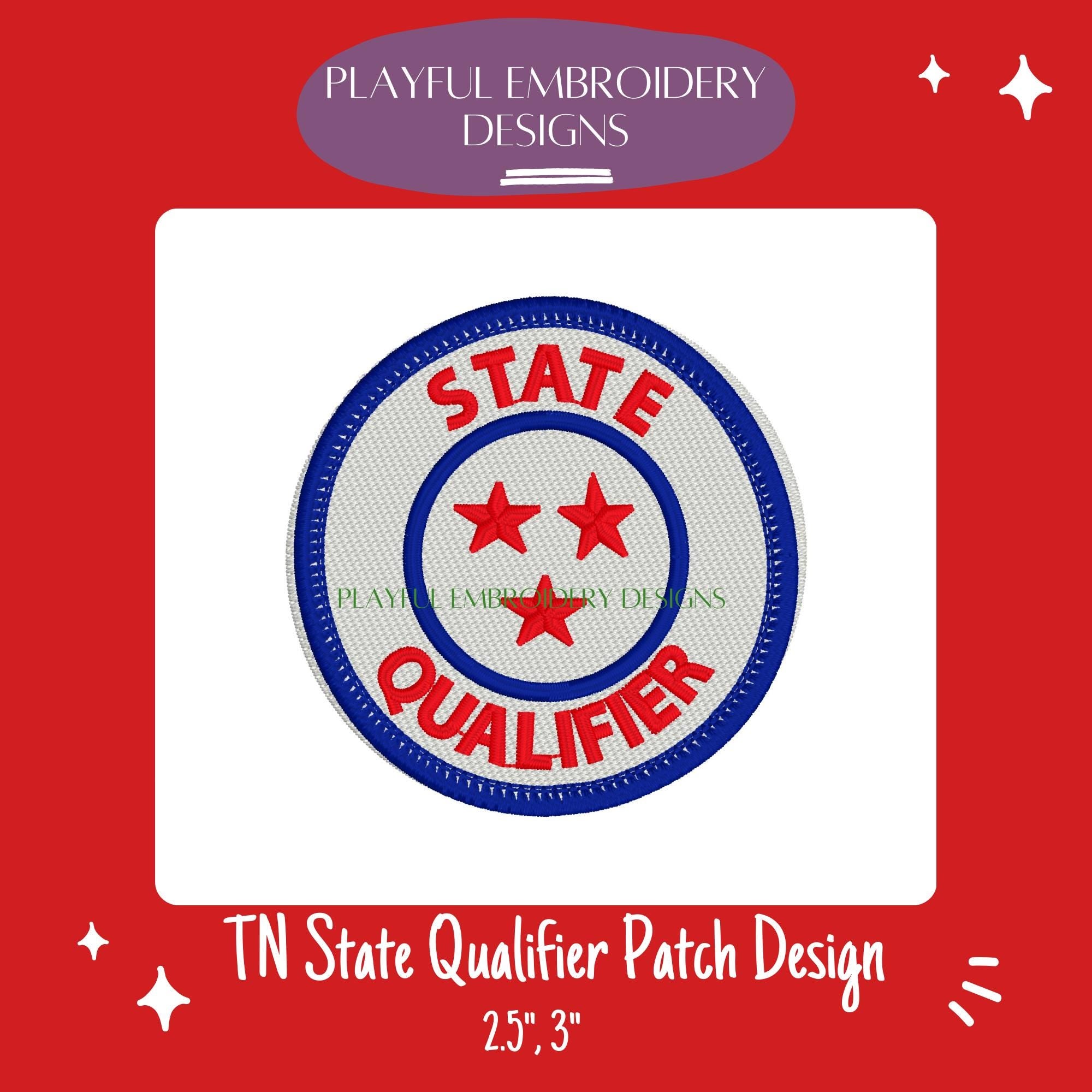 Tennessee State Qualifier Patch Machine Embroidery Design, Patch Design, TN State Qualifying Patch