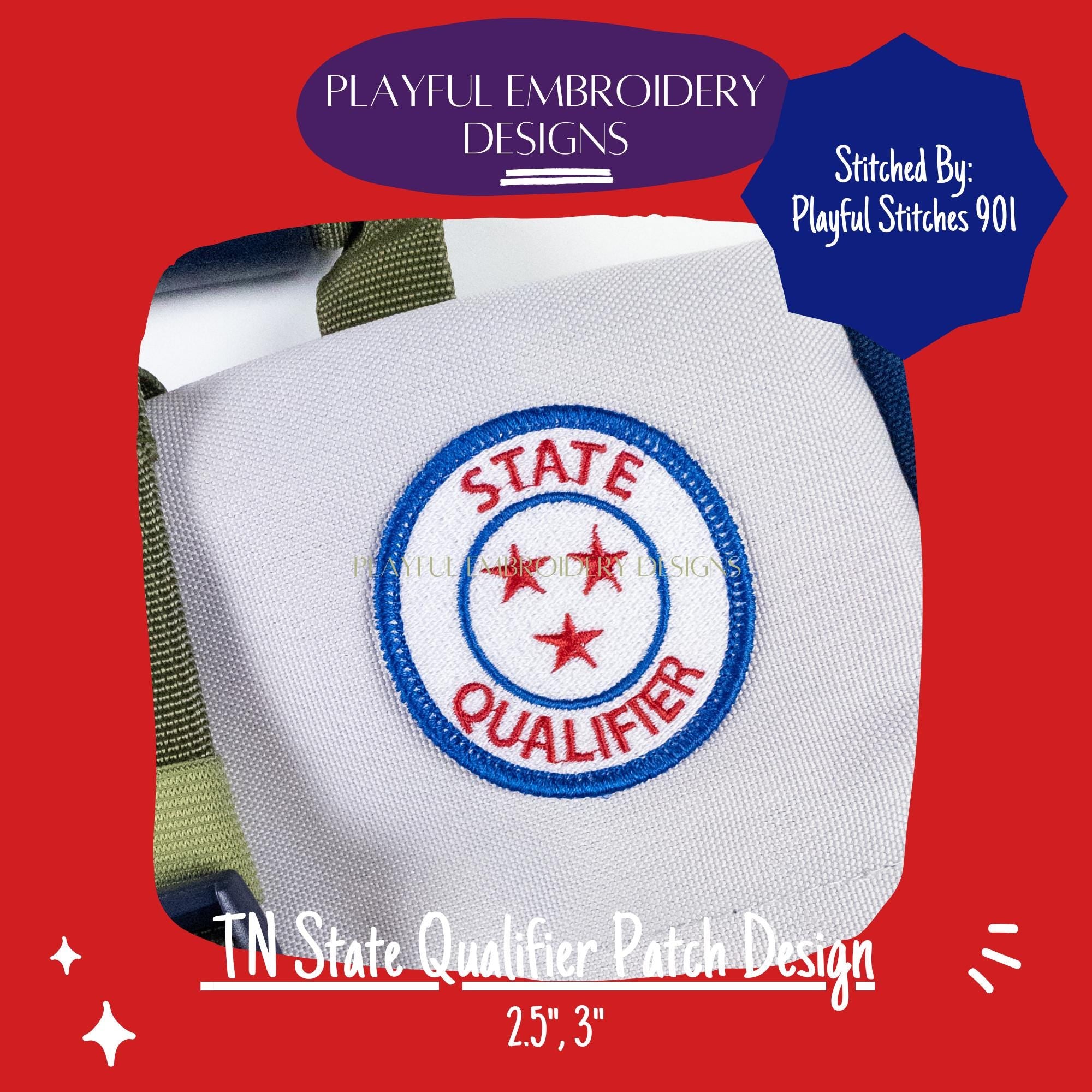 Tennessee State Qualifier Patch Machine Embroidery Design, Patch Design, TN State Qualifying Patch