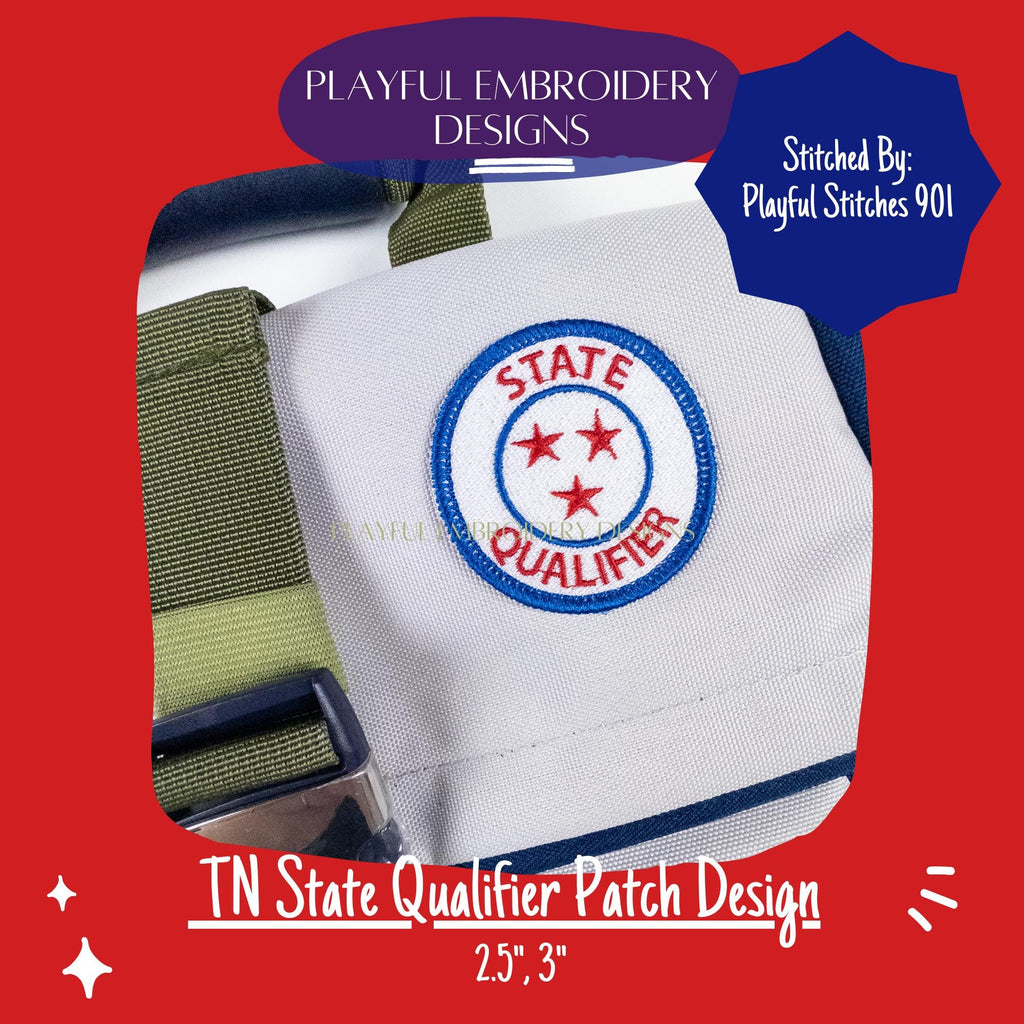 Tennessee State Qualifier Patch Machine Embroidery Design, Patch Design, TN State Qualifying Patch