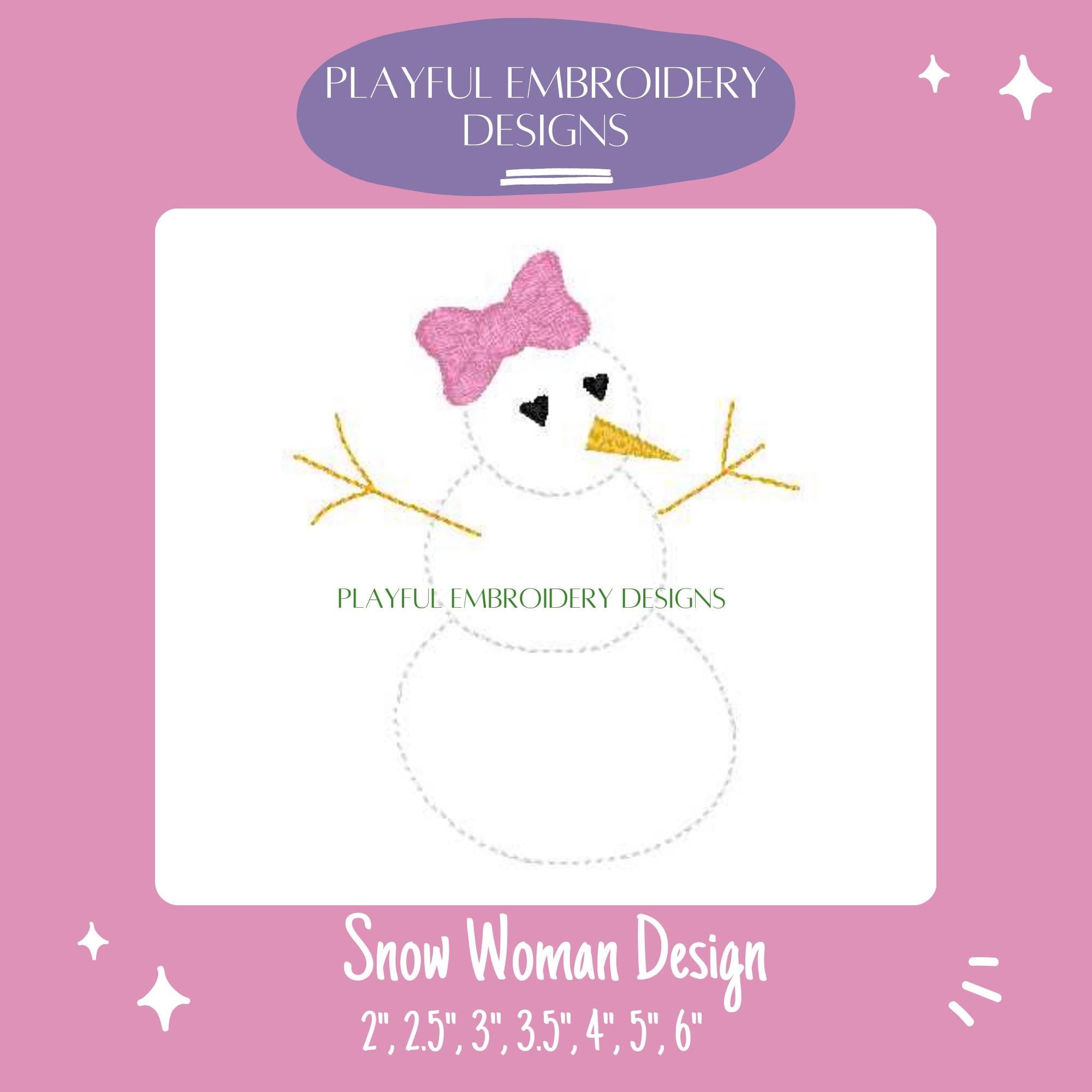 Snow Woman Machine Embroidery Design, Bean Stitch Snow Lady Design, Snowwoman Design, Winter Embroidery Design, Digital Download