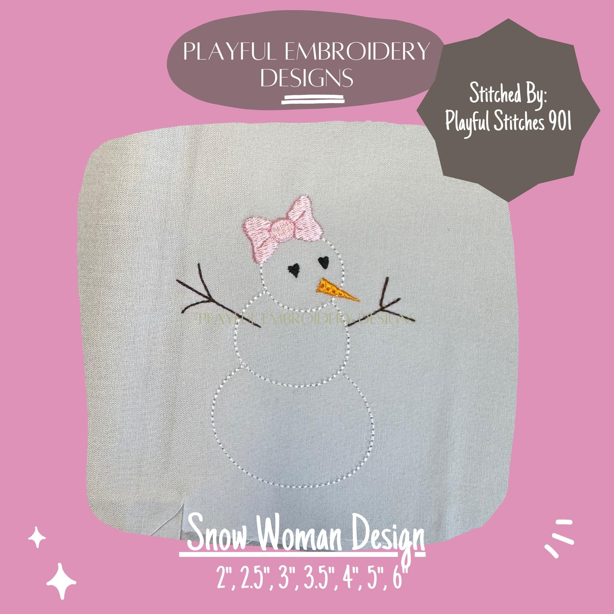 Snow Woman Machine Embroidery Design, Bean Stitch Snow Lady Design, Snowwoman Design, Winter Embroidery Design, Digital Download