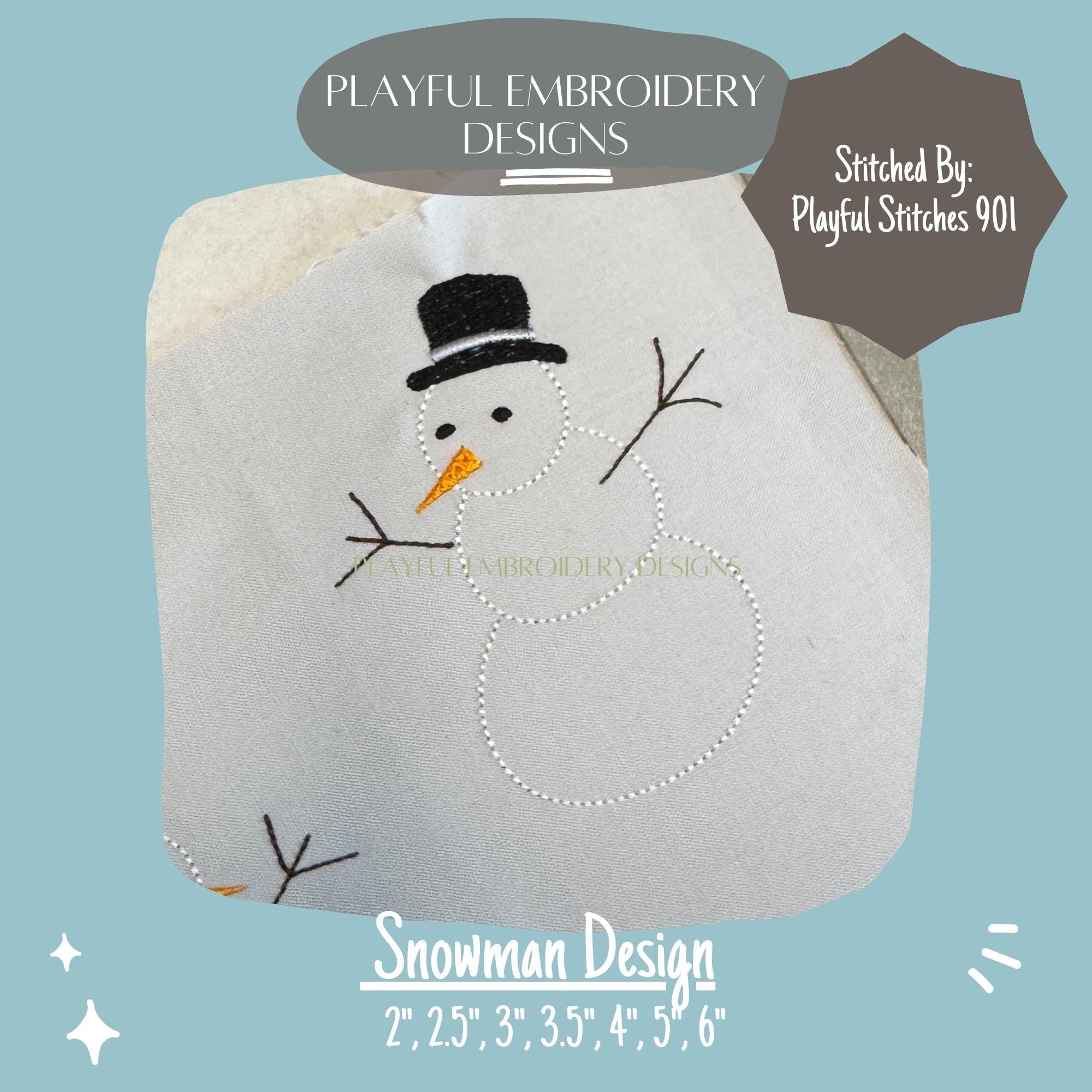 Snowman Machine Embroidery Design, Bean Stitch Snowman Design, Snowman Embroidery Design, Winter Embroidery Design, Digital Download