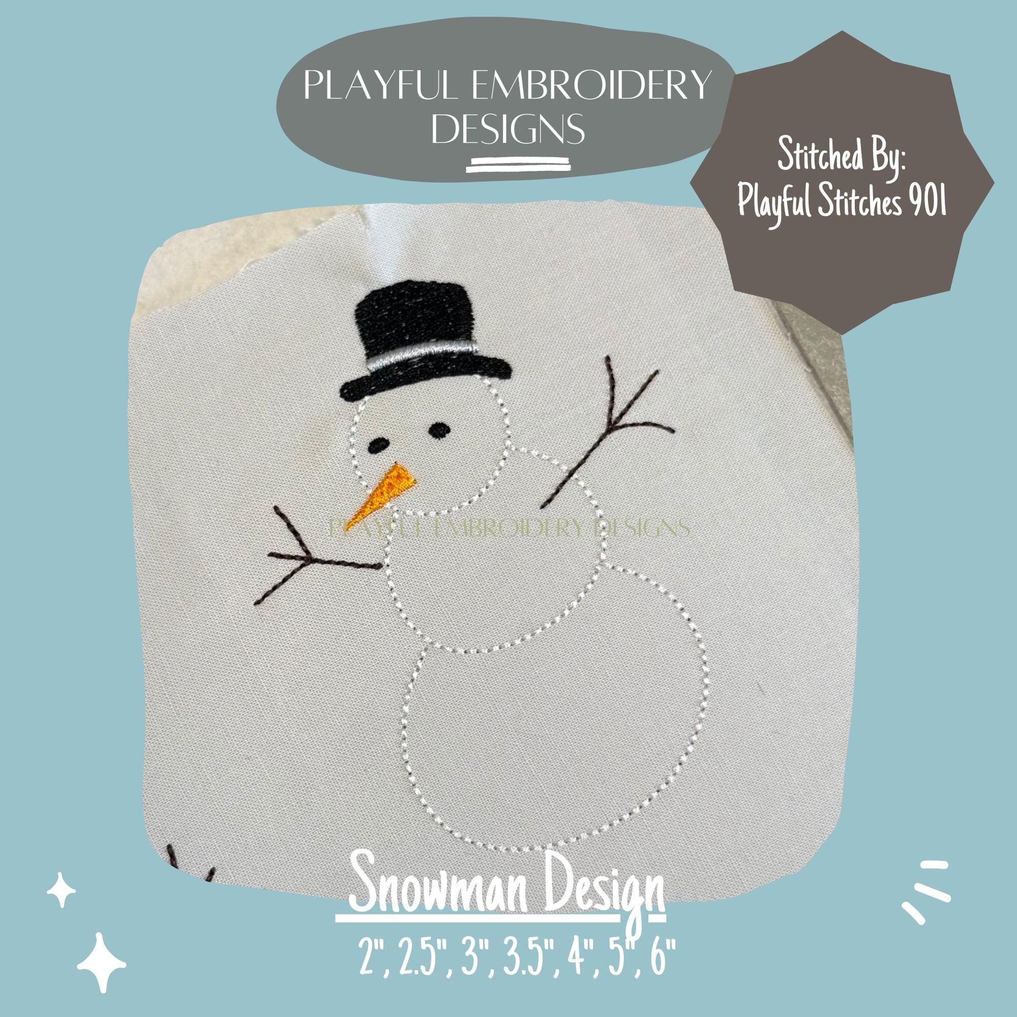 Snowman Machine Embroidery Design, Bean Stitch Snowman Design, Snowman Embroidery Design, Winter Embroidery Design, Digital Download