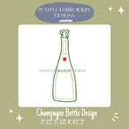 Champagne Bottle Machine Embroidery Design, New Years Embroidery Design, Sparkling Wine Bottle Embroidery Design, Sparkling Bottle Design