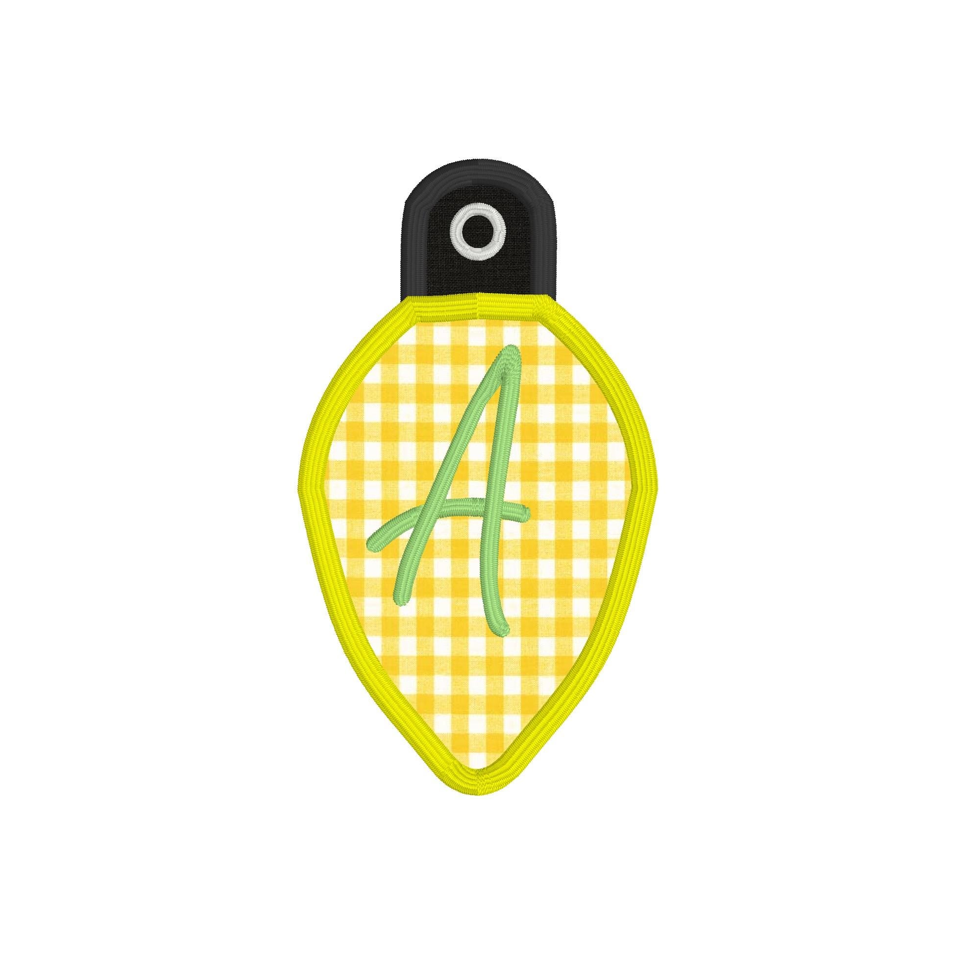 In The Hoop Christmas Light Tag Machine Embroidery Design, Light Bulb Ornament, 4x4, 5x7, 6x10, 8x8