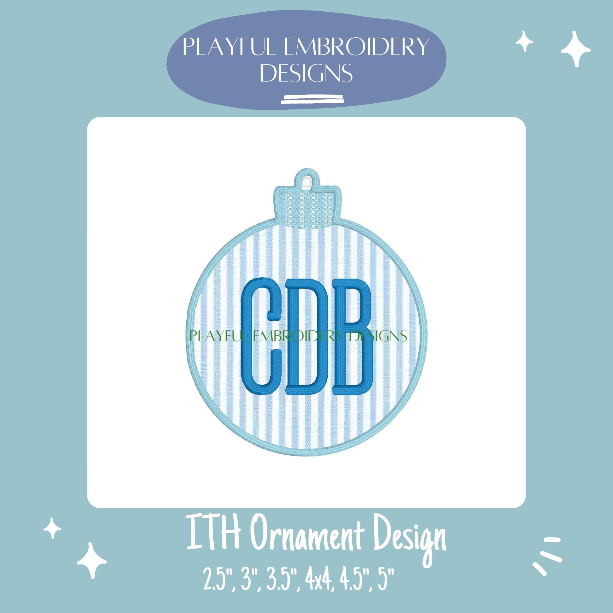 In The Hoop Ornament Machine Embroidery Design, Simple ITH Ornament Design, Satin Stitch Ornament, 2.5", 3", 3.5", 4x4 Ornament Design