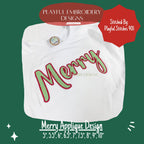 Merry Applique Machine Embroidery Design, Script Merry Applique Design, Christmas Sweatshirt Applique Design, One Color, Digital Download