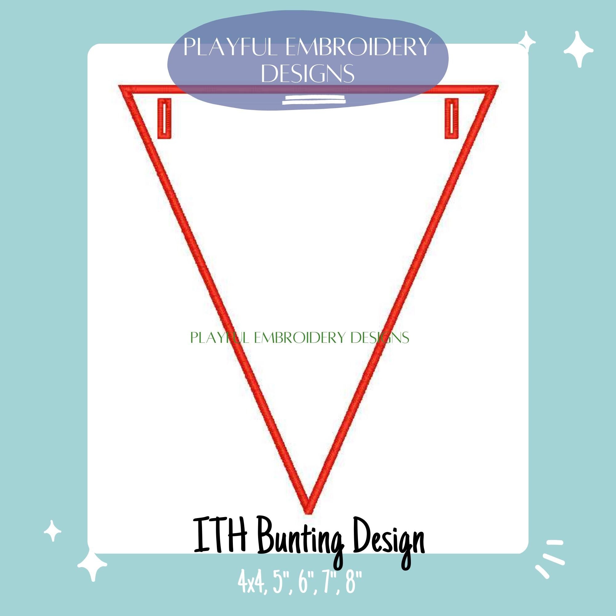 In The Hoop Banner Machine Embroidery Design, Satin Stitch ITH Bunting, Custom Banner, Embroidery Design 4x4, 5x7, 6x10, 8x8