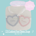 In The Hoop Scalloped Heart Banner Machine Embroidery Design, ITH Bean Stitch Scalloped Heart Banner Design, ITH Valentine Banner