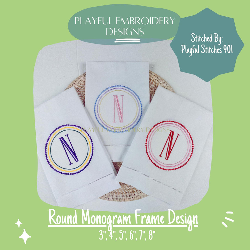 Round Monogram Frame Embroidery Design, Versatile Monogram Frame, Three Color Monogram Frame, Machine Embroidery Monogram Frame