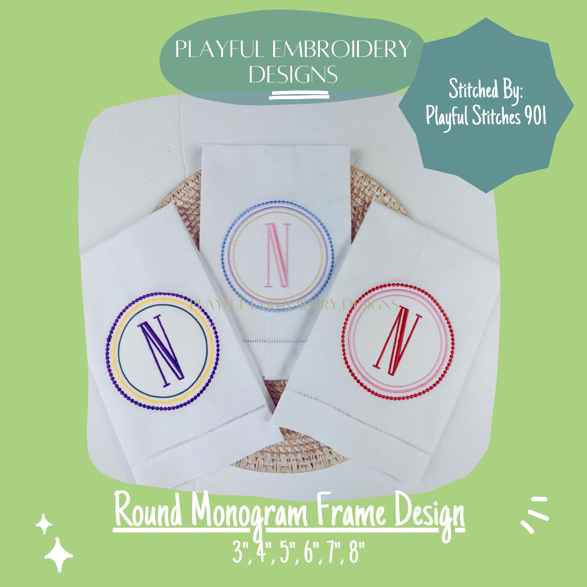 Round Monogram Frame Embroidery Design, Versatile Monogram Frame, Three Color Monogram Frame, Machine Embroidery Monogram Frame