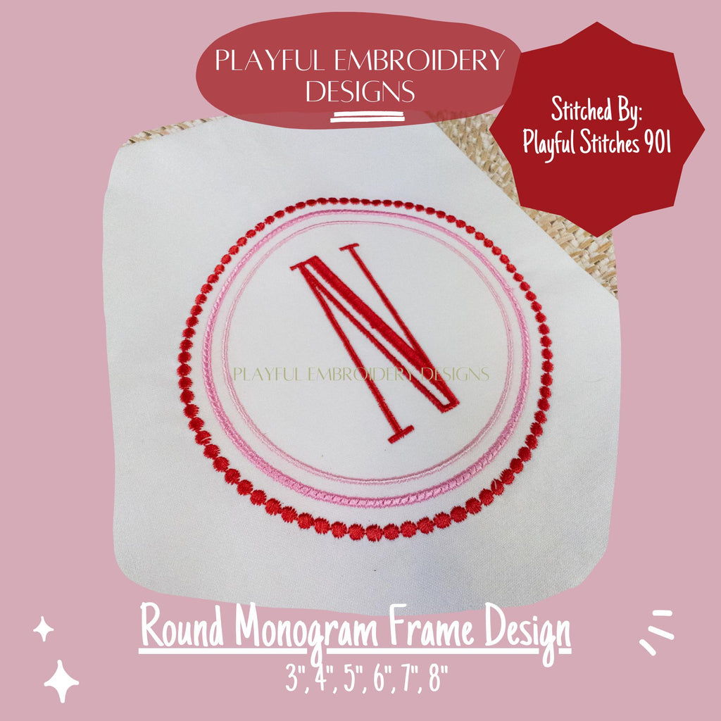 Round Monogram Frame Embroidery Design, Versatile Monogram Frame, Three Color Monogram Frame, Machine Embroidery Monogram Frame