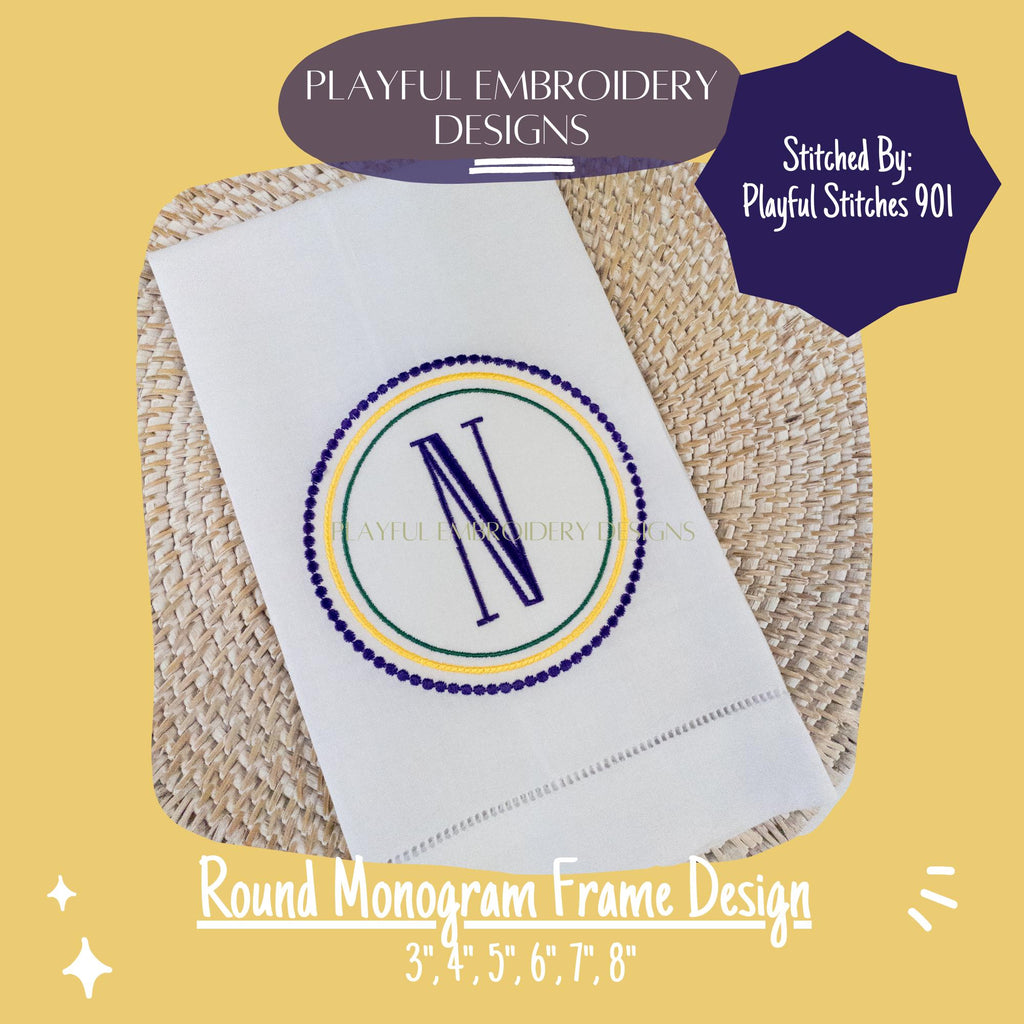 Round Monogram Frame Embroidery Design, Versatile Monogram Frame, Three Color Monogram Frame, Machine Embroidery Monogram Frame