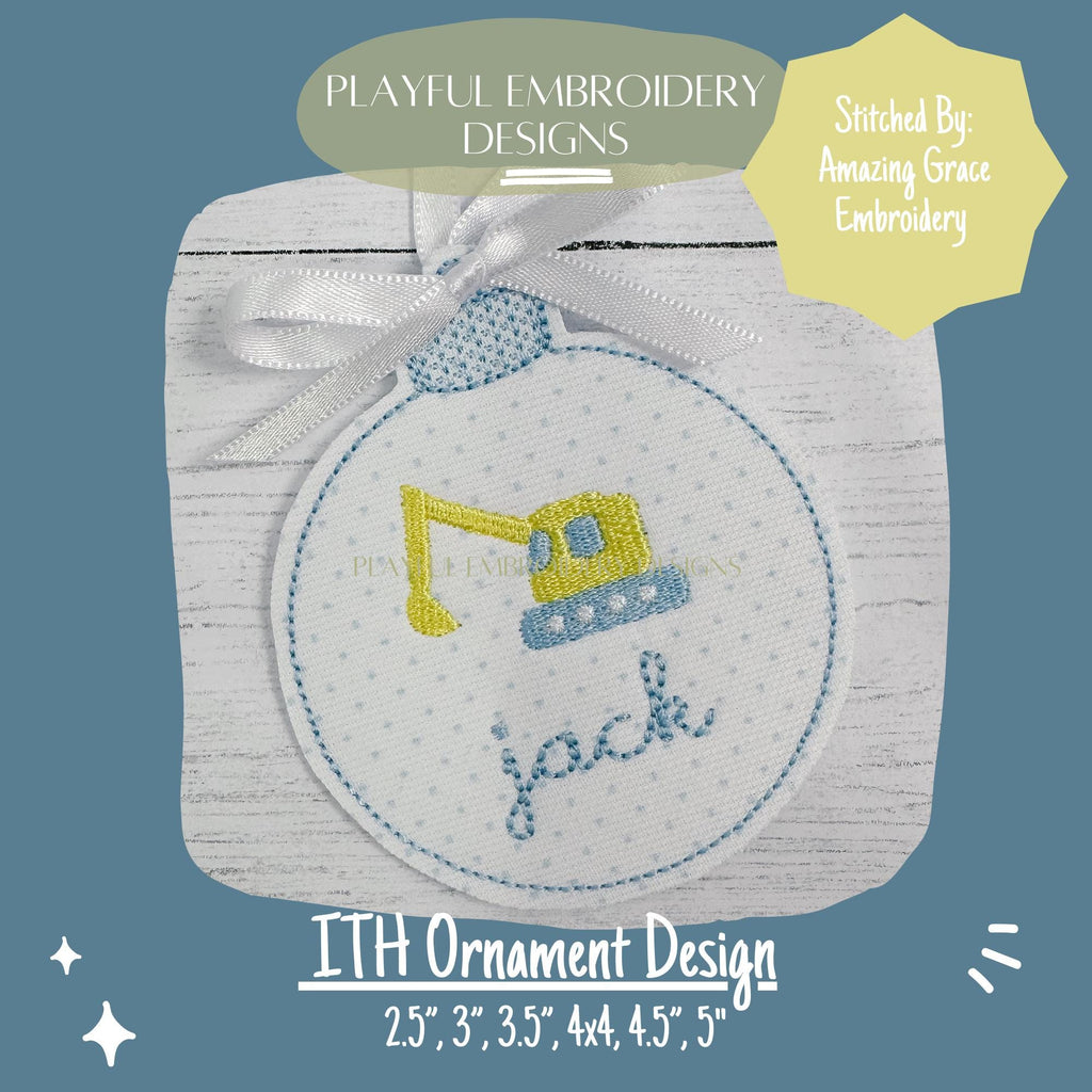 In The Hoop Ornament Machine Embroidery Design, Simple ITH Ornament Design, Bean Stitch Ornament, 2.5", 3", 3.5", 4x4 Ornament Design