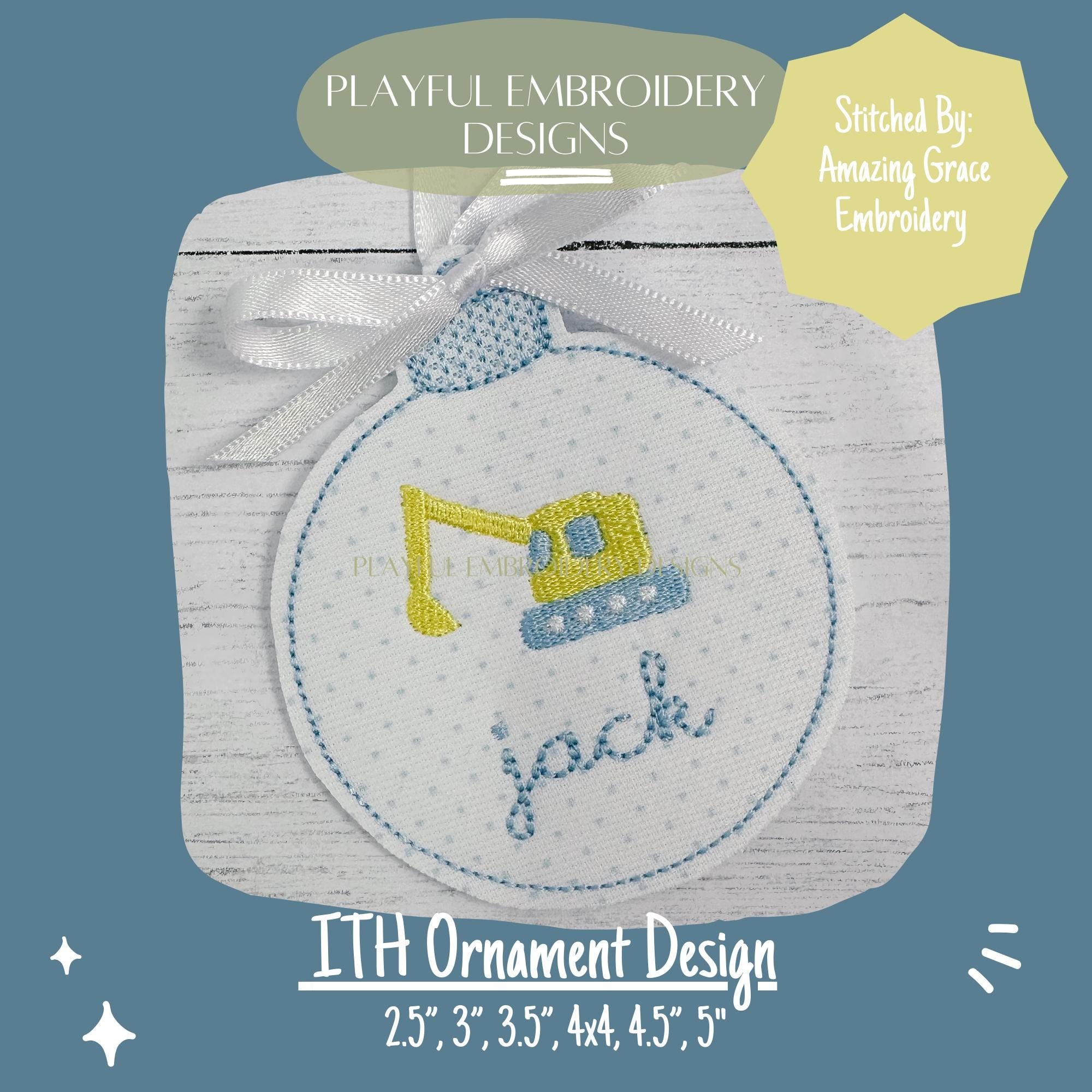 In The Hoop Ornament Machine Embroidery Design, Simple ITH Ornament Design, Bean Stitch Ornament, 2.5", 3", 3.5", 4x4 Ornament Design