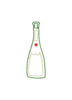 Champagne Bottle Machine Embroidery Design, New Years Embroidery Design, Sparkling Wine Bottle Embroidery Design, Sparkling Bottle Design