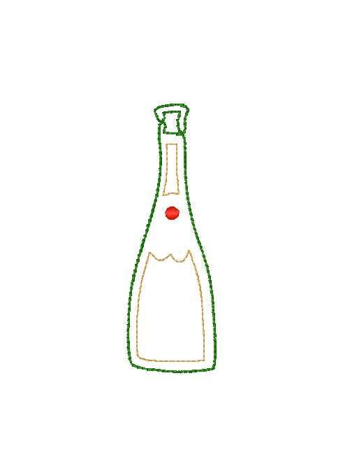 Champagne Bottle Machine Embroidery Design, New Years Embroidery Design, Sparkling Wine Bottle Embroidery Design, Sparkling Bottle Design