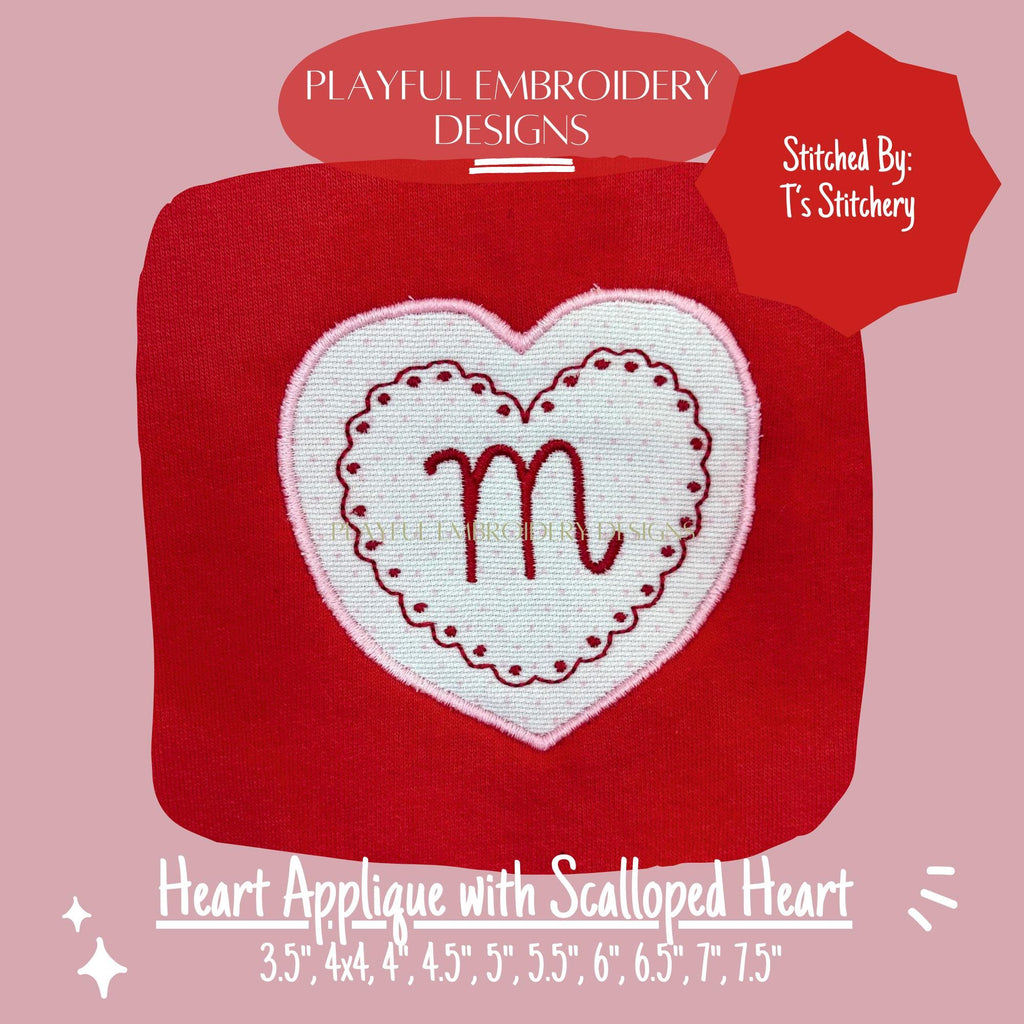 Satin Stitch Heart Applique Design, Valentine's Applique Machine Embroidery Design, Valentine's Embroidery Design, Digital Download
