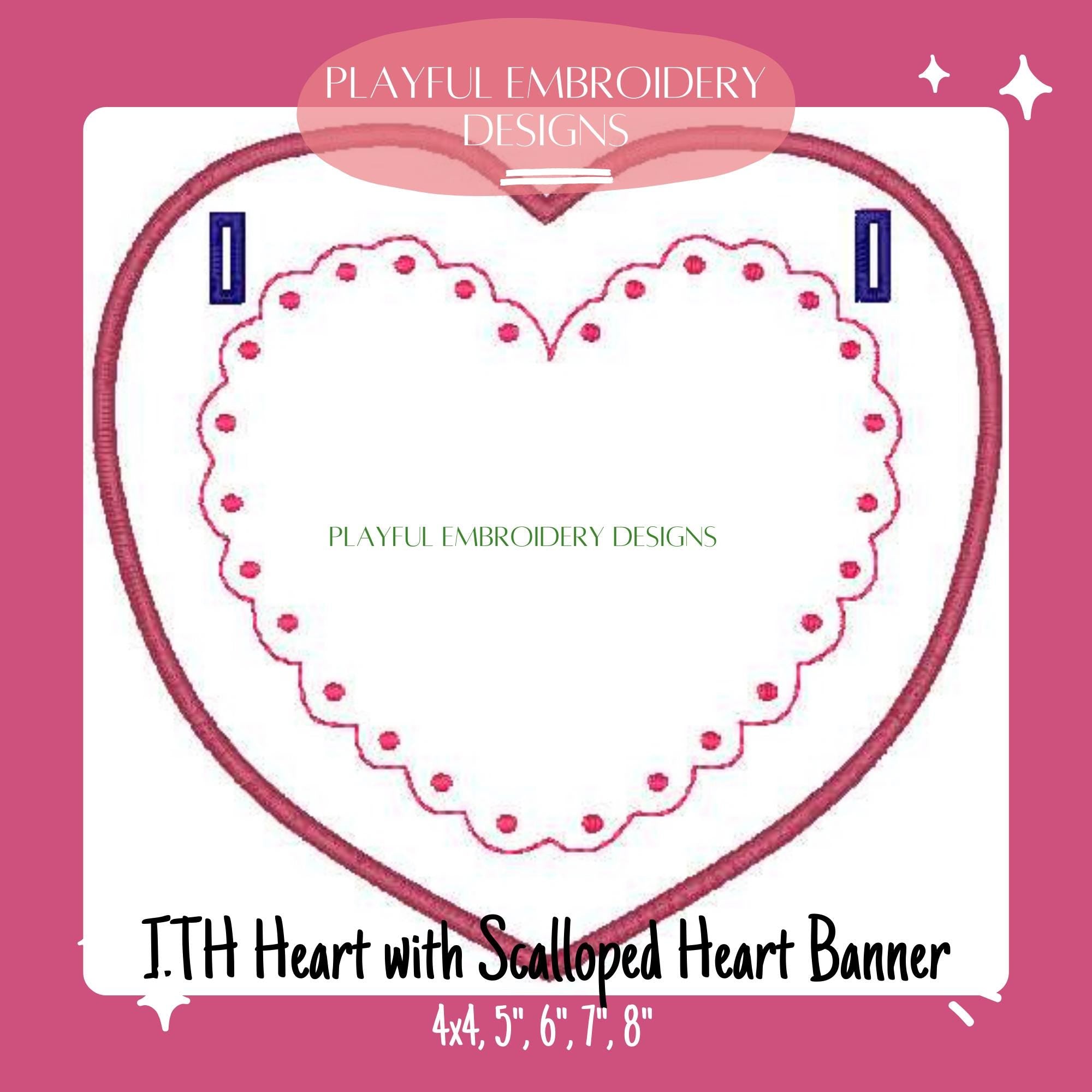 In The Hoop Heart Banner Machine Embroidery Design, ITH Heart Banner Design, ITH Valentine Banner, ITH Valentine Tag, Digital Download