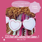 In The Hoop Heart Banner Machine Embroidery Design, ITH Heart Banner Design, ITH Valentine Banner, ITH Valentine Tag, Digital Download