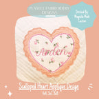 Scalloped Heart Bean Stitch Applique Design, Valentine's Applique Machine Embroidery Design, Valentine's Embroidery Design, Digital Download