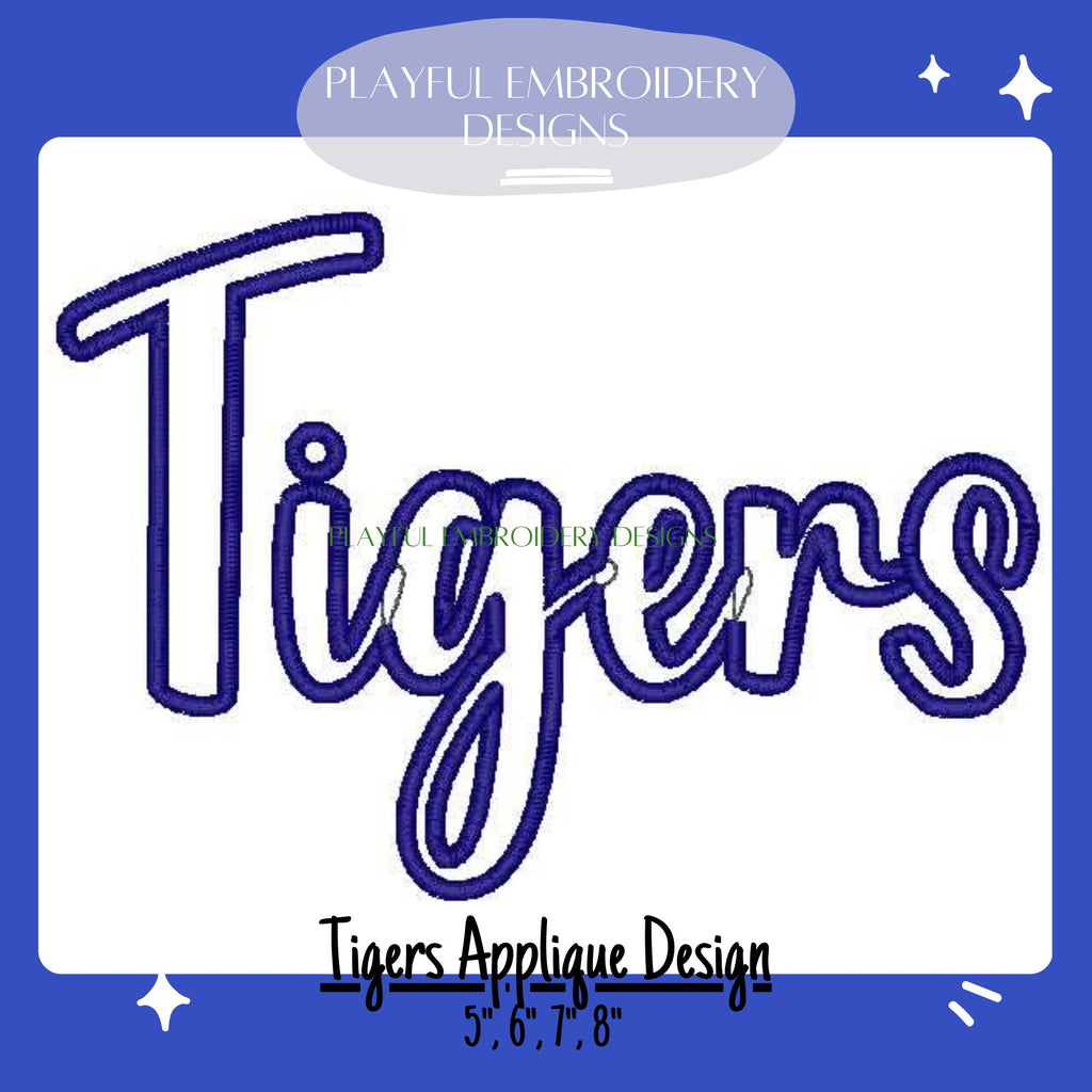 Tigers Applique Design, Tigers Embroidery Design, Tigers Machine Embroidery Design, Sports Team Design, Digital Download