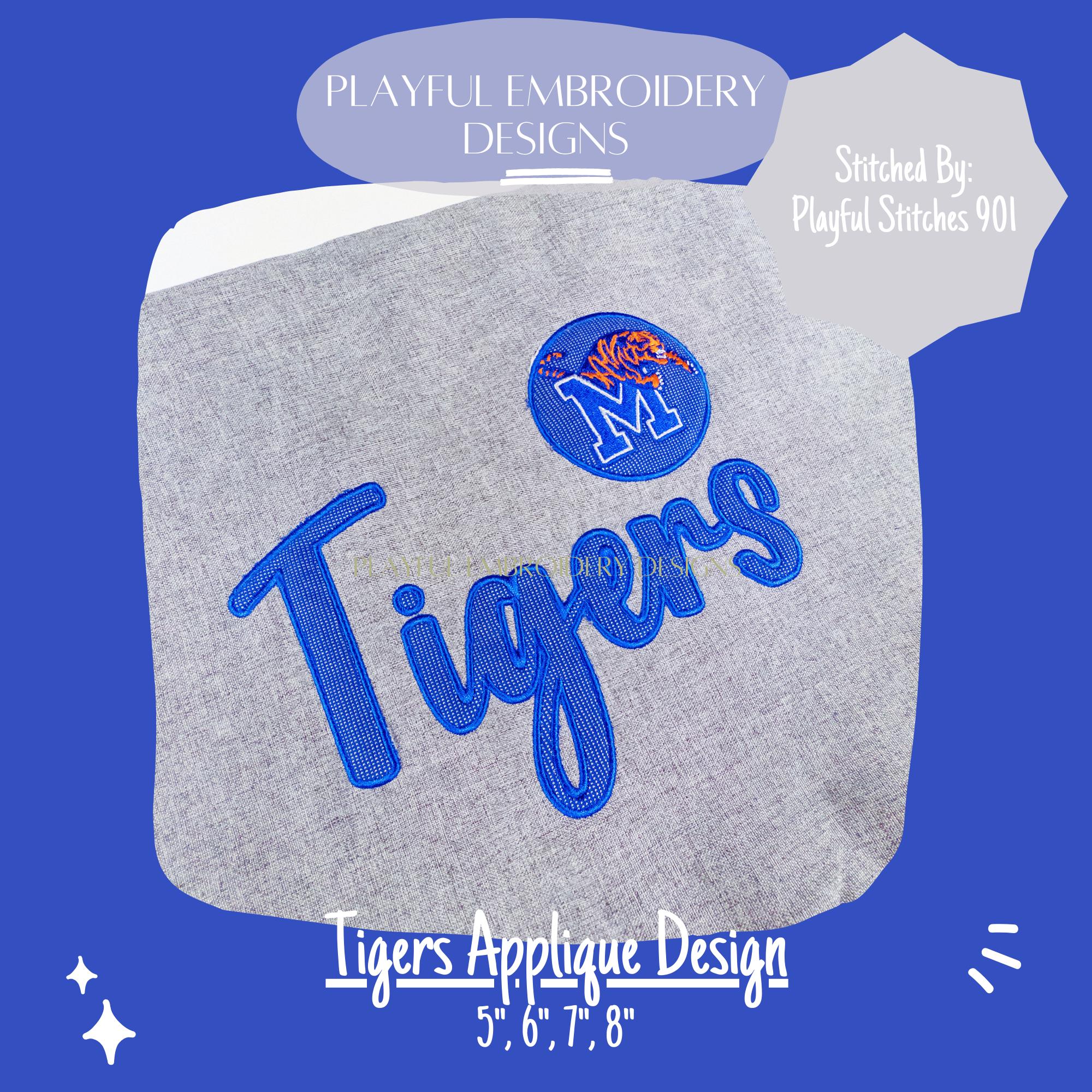 Tigers Applique Design, Tigers Embroidery Design, Tigers Machine Embroidery Design, Sports Team Design, Digital Download