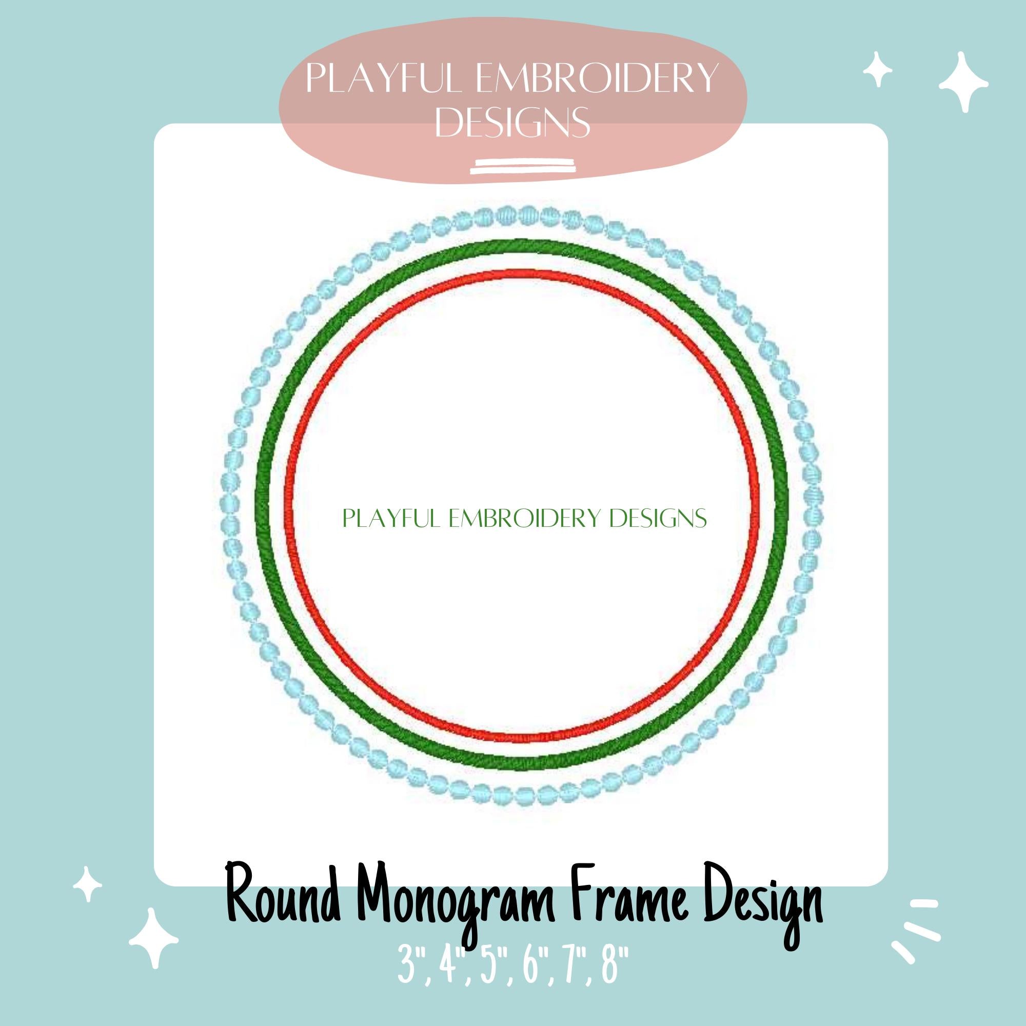 Round Monogram Frame Embroidery Design, Versatile Monogram Frame, Three Color Monogram Frame, Machine Embroidery Monogram Frame