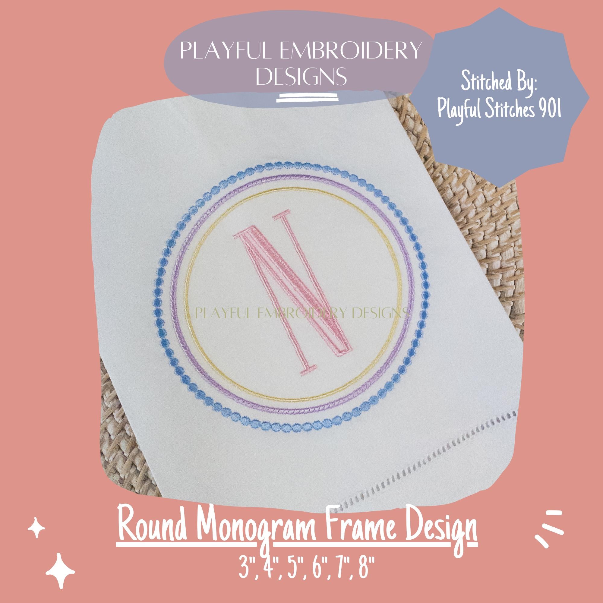 Round Monogram Frame Embroidery Design, Versatile Monogram Frame, Three Color Monogram Frame, Machine Embroidery Monogram Frame