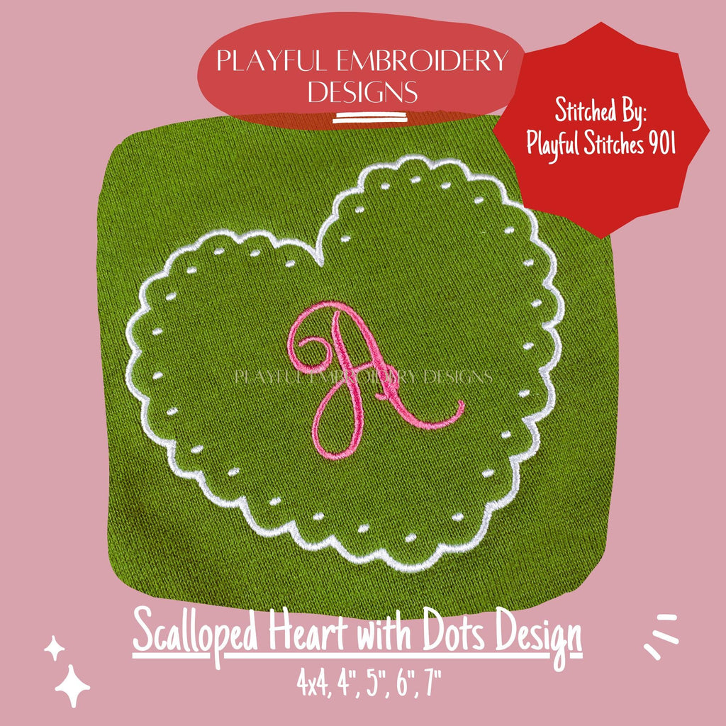 Scalloped Heart Satin Stitch Design, Valentine's Heart Machine Embroidery Design, Valentine's Embroidery Design, Digital Download