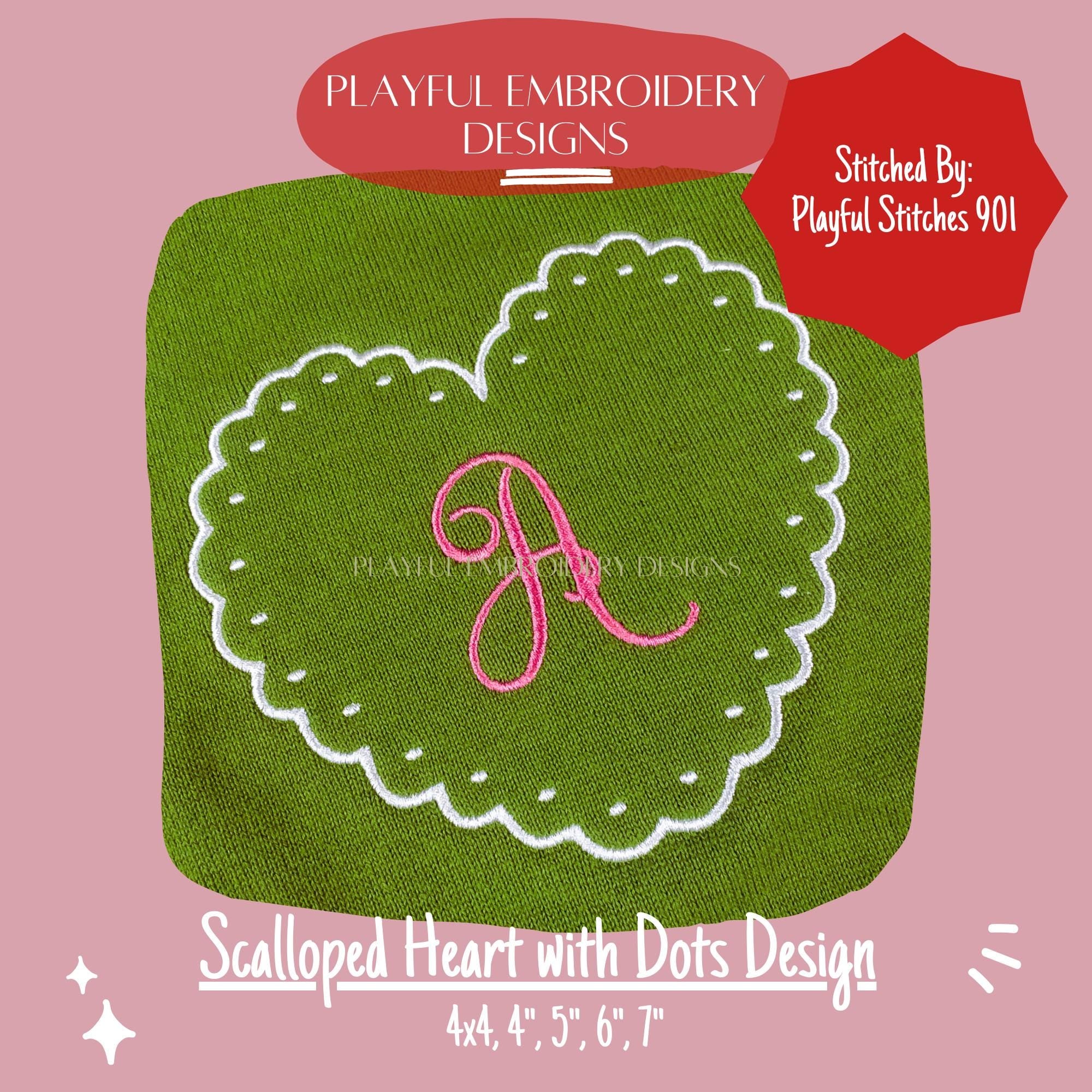 Scalloped Heart Satin Stitch Design, Valentine's Heart Machine Embroidery Design, Valentine's Embroidery Design, Digital Download