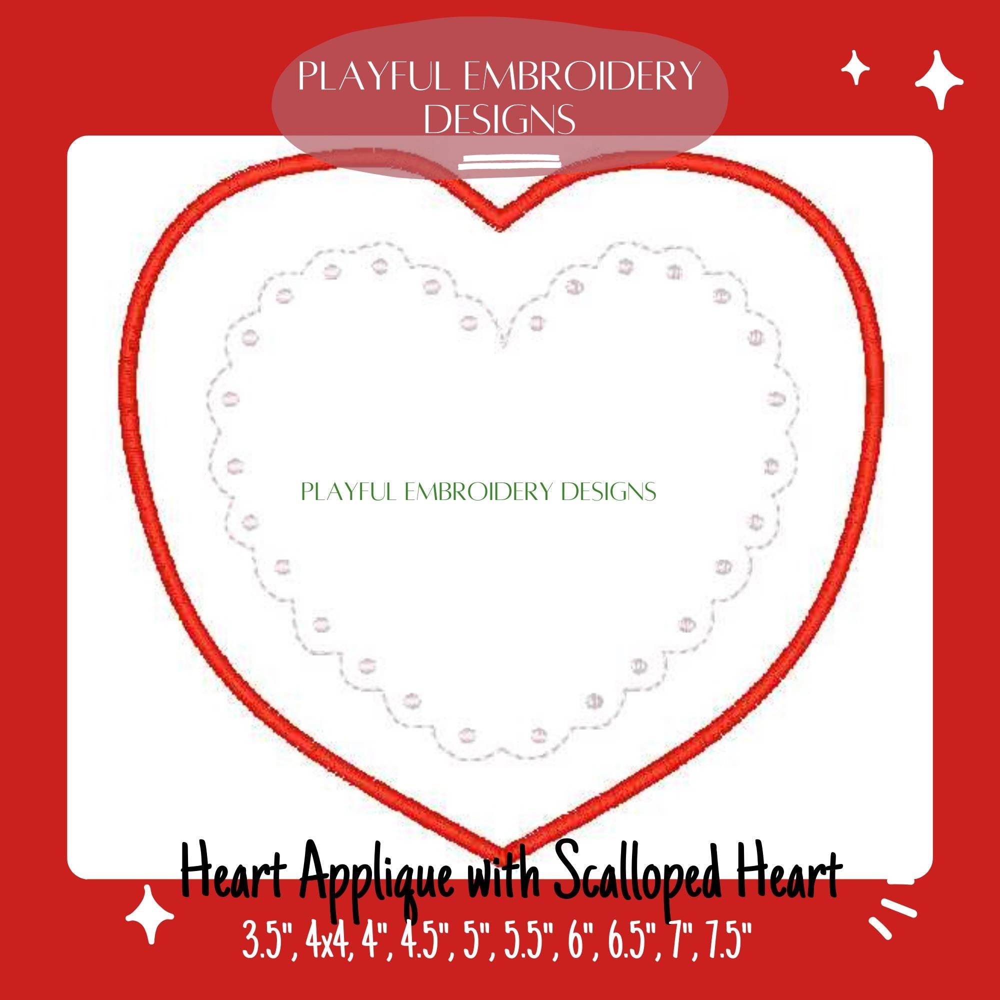 Satin Stitch Heart Applique Design, Valentine's Applique Machine Embroidery Design, Valentine's Embroidery Design, Digital Download