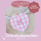 In The Hoop Heart Banner Machine Embroidery Design, ITH Bean Stitch Scalloped Heart Banner Design, ITH Valentine Banner