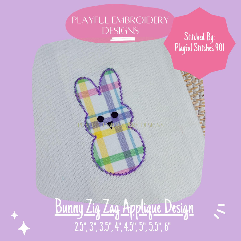 Zig Zag Stitch Applique Easter Bunny Machine Embroidery Design, Peep Applique Design, Single Bunny Applique Design, Easter Applique