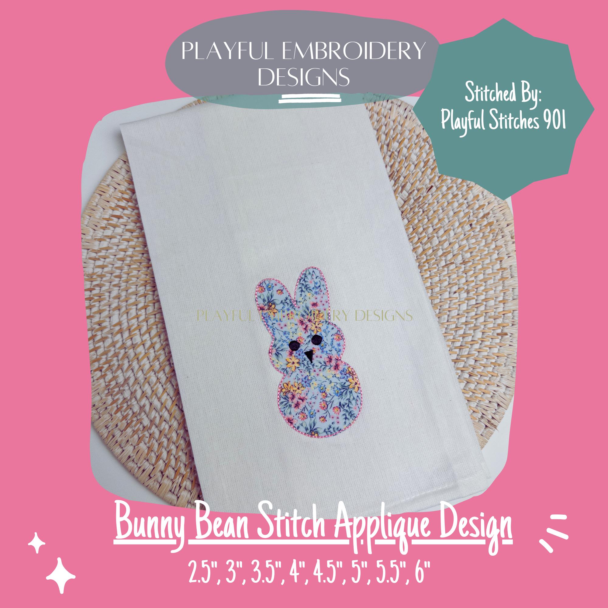 Bean Stitch Applique Easter Bunny Machine Embroidery Design, Peep Applique Design, Single Bunny Applique Design, Easter Applique