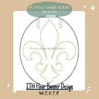 In The Hoop Oval with Fleur Banner Machine Embroidery Design, ITH Fleur De Lis Banner Design, ITH Mardi Gras Design, Digital Download
