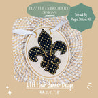 In The Hoop Oval with Fleur Banner Machine Embroidery Design, ITH Fleur De Lis Banner Design, ITH Mardi Gras Design, Digital Download